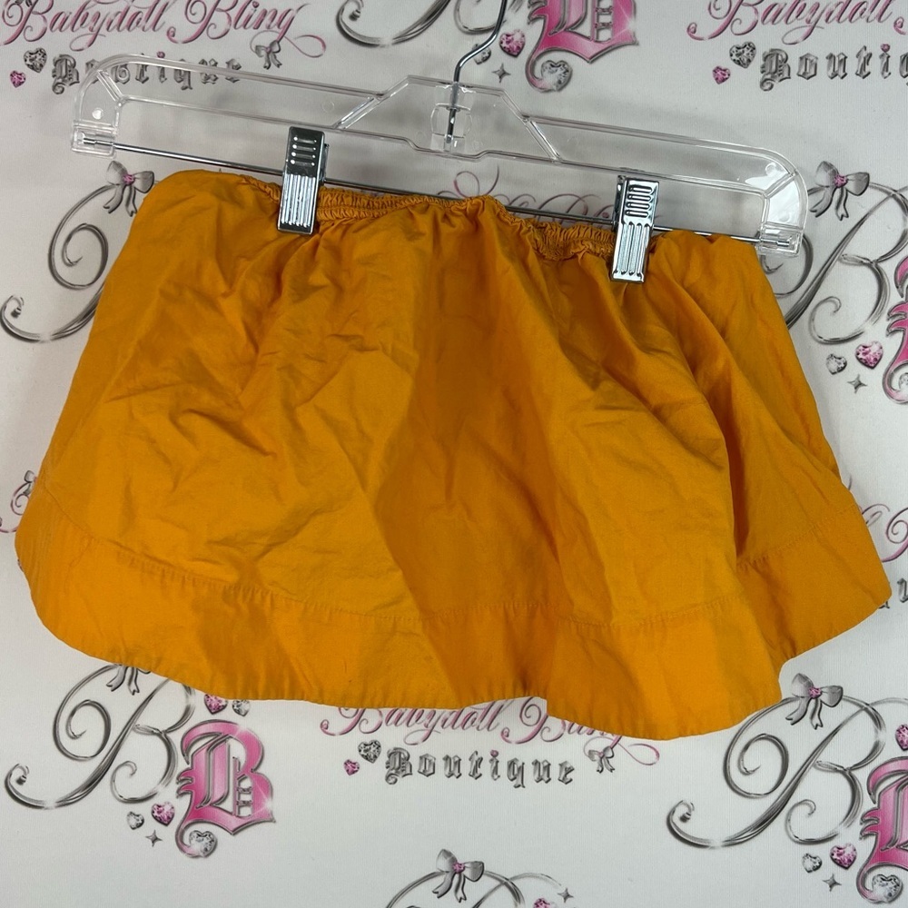 Wilfred bubble crop top flowy bright Orange Crop Top dual fabric puffy